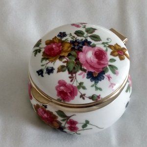 Vintage floral pill box case jar Avondale fine bone china Staffordshire England